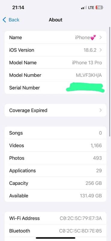 realmi c3: IPhone 13 Pro, Б/у, 256 ГБ, Matte Silver, Зарядное устройство, Защитное стекло, Чехол, 81 % — 1