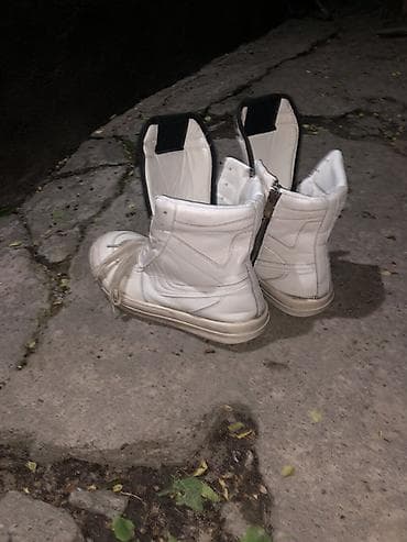 мужской обувь бу: Rick Owens Geobasket White Состояние нормальное, есть складки брал за — 2
