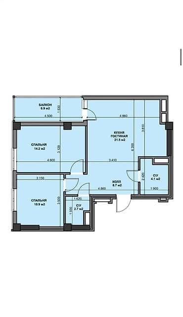 2 комнаты, 70 м², Джал мкр (в т.ч. Верхний, Нижний, Средний) Элитка, 12 этаж, ПСО (под самоотделку) — 3
