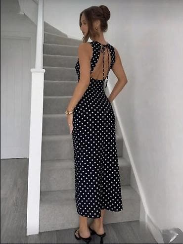 slim patch: Платье миди в горох - Цвет/принт: черное с белым горохом. - Силуэт — 5