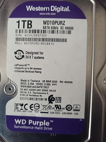 Накопитель для ПК, Б/у, Western Digital (WD), HDD, 1 ТБ, 3.5", Для ПК
