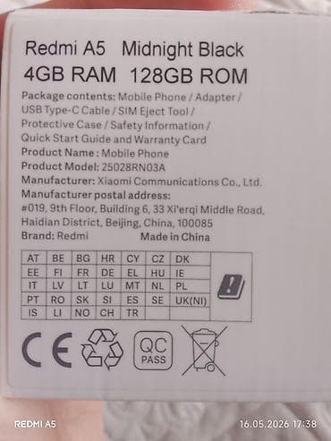 redmi note 14 бу: Redmi, Redmi A5, Новый, 128 ГБ, цвет - Черный, 2 SIM — 2