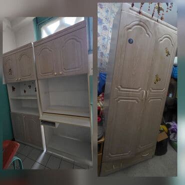 полка для комнатных цветов: Шкаф и секции стенки в едином стиле, светлый дуб/ясень с фигурной — 3