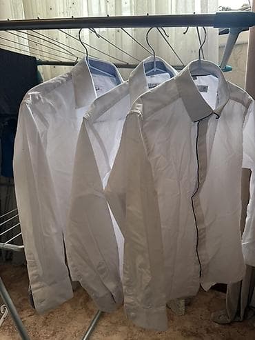 белые рубашки мужские: Белые мужские рубашки с длинным рукавом, классический крой. Размер — 1