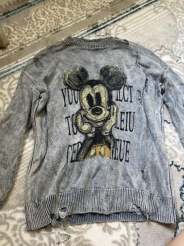 Свитер с принтом Mickey Mouse - Цвет: серо-джинсовый, эффект варки -