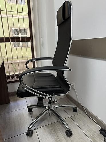 кресло домашнее: Офисное кресло, С колесиками, цвет - Черный, Экокожа — 2