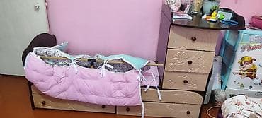 Детская кровать с комодом-приставкой и выкатными ящиками(Б/У) Цена at lalafo.kg Детская кровать с комодом-приставкой и выкатными ящиками(Б/У) Цена