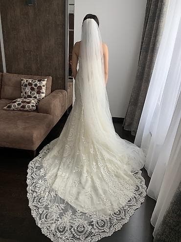 открыто: Свадебное платье, M, Открытая спина, Б/у — 2