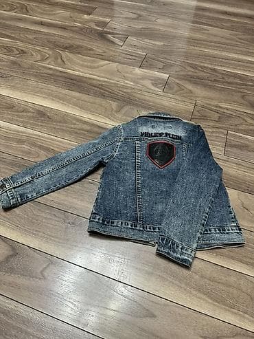детс: Детская джинсовая куртка Philipp Plein - Цвет: классический синий — 2