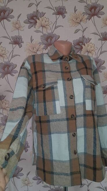 футболки оверсайз: Женская рубашка‑овершорт в крупную клетку - Материал: плотная мягкая — 2