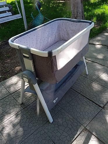 детская кровать новая: Детская приставная кроватка, Без колесиков, цвет - Серый — 1