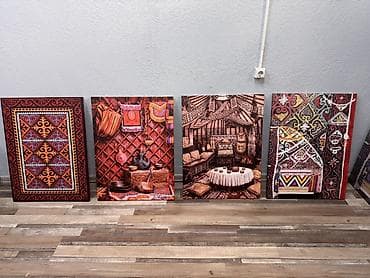 форма одежды: Настенные панели/постеры с этническими орнаментами. - Комплект из 4 — 4