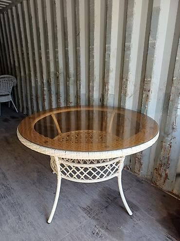 круглое стекло: Садовый стол Ротанг, Бесплатная доставка — 1