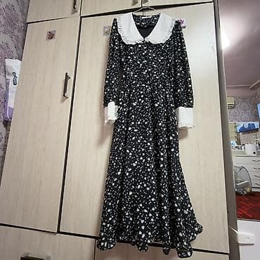 ботуй: Платье миди в винтажном стиле с контрастным воротником - Цвет: черный — 2