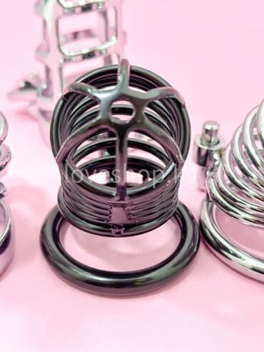 Товары для взрослых: Мужские пояса верности с клеткой на головке выполнены из нержавеющего — 4