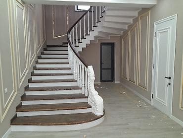 мебель для гостиной: Деревянная лестница Для дома, Форма лестницы: Г-образная, Стиль: Классический — 10