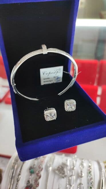 самые красивые свадебные платья в мире: Серебряный Браслет+ серьги на гвоздиках Серебро 925 дизайн Италия — 3