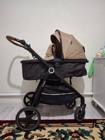 прогулочные коляски для новорожденных: Коляска, цвет - Коричневый, Б/у — 2