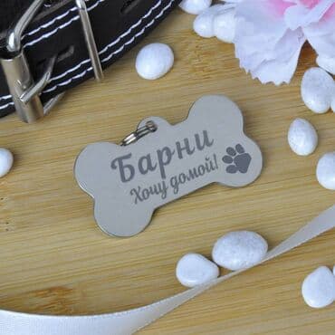 ящик для документов: Адресники большие с вашей надписью(имя, номер телефона) на ошейник — 3