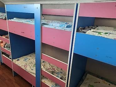 для спальни: Двухъярусная детская кровать, Б/у, ЛДСП, цвет - Розовый — 6