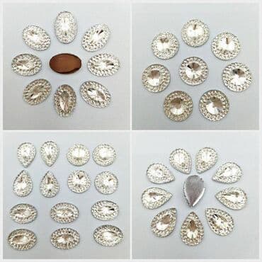 контейнеры для вещей: Стразы разной формы, прозрачные, кабошоны, примерный размер 12 мм — 1