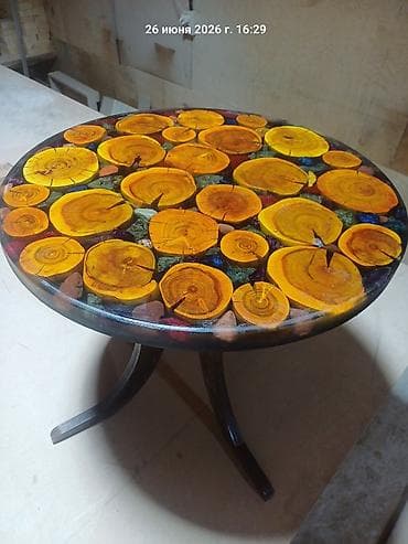 small table: Круглый журнальный столик ручной работы с декоративной столешницей из — 3