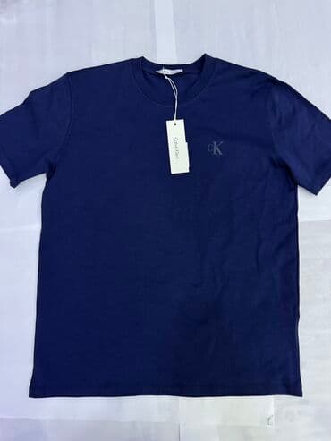 брендовые мужские спортивные костюмы из турции: Мужская футболка, S, M, L, Calvin Klein, Новый, цвет - Синий, Самовывоз — 2
