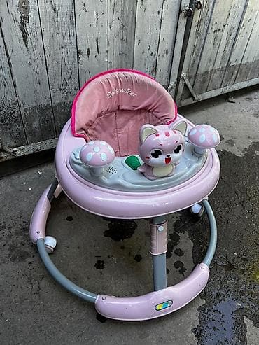 детские ходунок: Ходунки для малышей Babywalker, розовые - Круглая устойчивая база с — 3