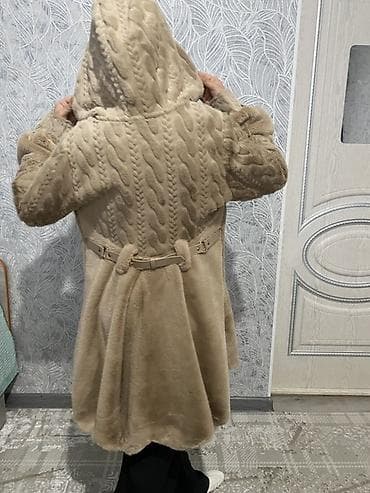 мех жилетка: Шуба, По колено, Китай, С капюшоном, L — 3