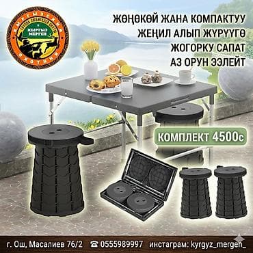 садовый стол: Складной комплект для пикника: походный стол + две телескопические — 1