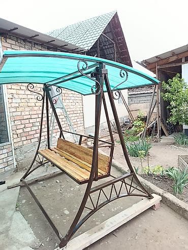 Садовые качели Металл, Со спинкой, С крышей
