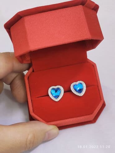 свадебное платье для высокой невесты: Серебряные серьги, Проба 925, Женские, Новый — 2