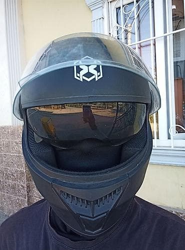 Спорт жана эс алуу: Мотошлем интеграл, матовый черный есть небольшие царапины — 5