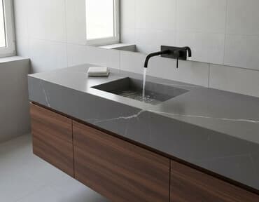 столешницы в ванную на заказ: Ванна үчүн раковина, Өзгөчөлүктөрү: Матовый, Чарчы формасы, Материалы: Таш — 1