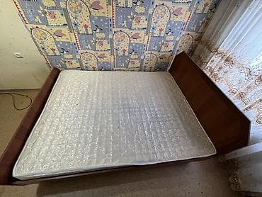 Двуспальная кровать, С матрасом, длина - 200 см at lalafo.kg Двуспальная кровать, С матрасом, длина - 200 см