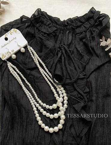 Блузки: Блузка, Бохо, Шифон, Однотонный, С воланами — 3