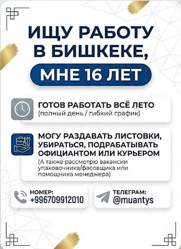 ночная няня: Услуги: поиск временной работы в Бишкеке от 16‑летнего исполнителя. - — 1