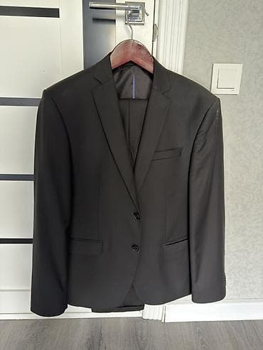 прямые джинсы: Классический мужской пиджак Marco Renci, чёрный, силуэт Slim Fit.ш - — 1