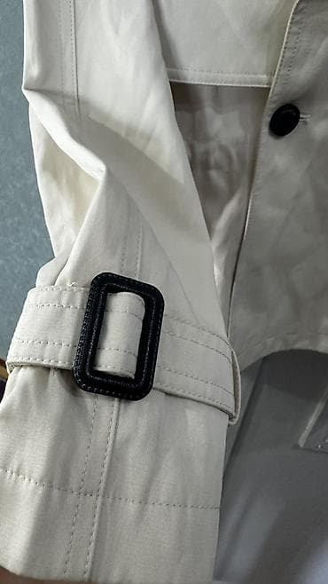 плащ: Короткий тренч/плащ женский, цвет молочный (айвори). - Двубортная — 2