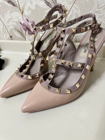 туфли кожаные фирменые: Туфли, 38, Valentino, Б/у, цвет - Бежевый, Самовывоз — 1