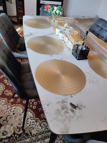 dinner table: Кухонный стол и стул, цвет - Серый — 4
