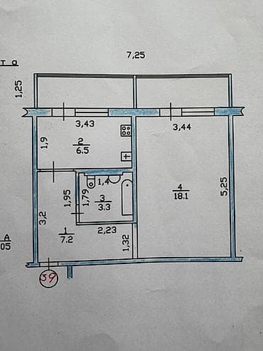 4: 1 комната, 44 м², Дордой Плаза ТРЦ 106 серия, 8 этаж, Косметический ремонт — 7