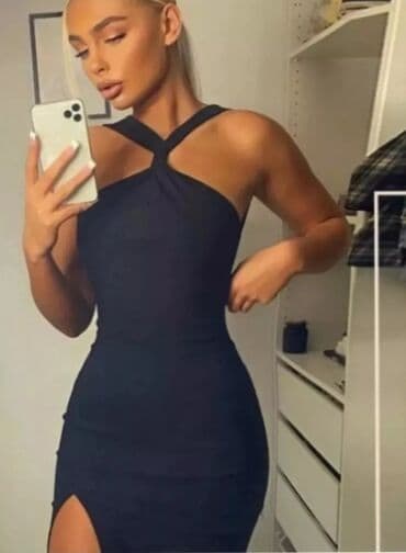 стильные платья больших размеров: Вечернее платье, Классическое, Длинная модель, Полиэстер, Без рукавов, Открытая спина, M — 2