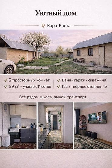 Уютный дом, Кара-Балта - Площадь дома: 89 м² - Планировка: 5
