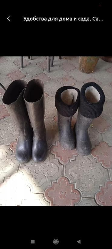 Резиновые сапоги, 43, Б/у, цвет - Черный, Платная доставка