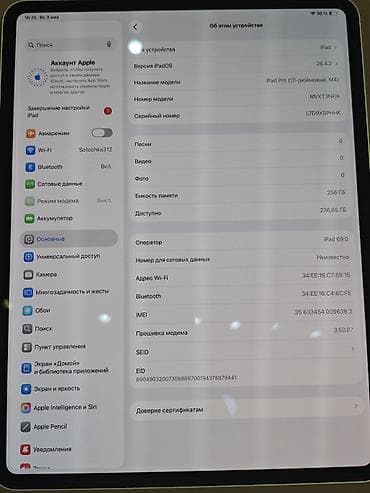 Планшет, Apple, память 256 ГБ, 12" - 13", 5G, Б/у, Классический