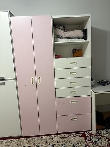 шкваф: Детский шкаф, Для одежды, Для девочки, ДСП, цвет - Розовый — 3