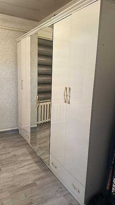 Үй жана бакча: Уктоочу бөлмө гарнитуру, Колдонулган, Эки кишилик керебет, Шкаф, Комод, ДСП, Өзү алып кетүү, түсү - Ак — 3