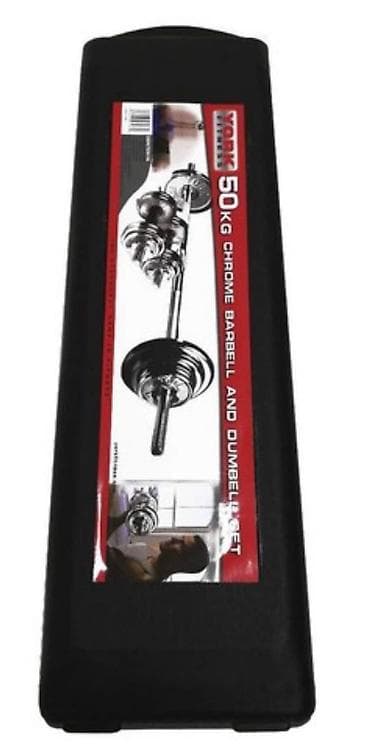 Гантели: Разборный хромированный набор штанги и гантелей YORK, общий вес 50 кг — 3