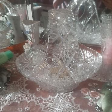 хрустальная: Набор гранёных ваз из прозрачного хрусталя/стекла с глубоким алмазным — 6